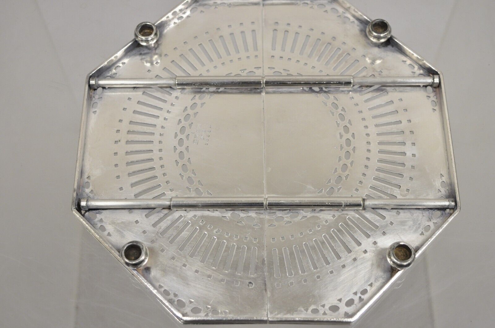 Antique Edwardian Silver Plated Expanding Pot Trivet with Monogram