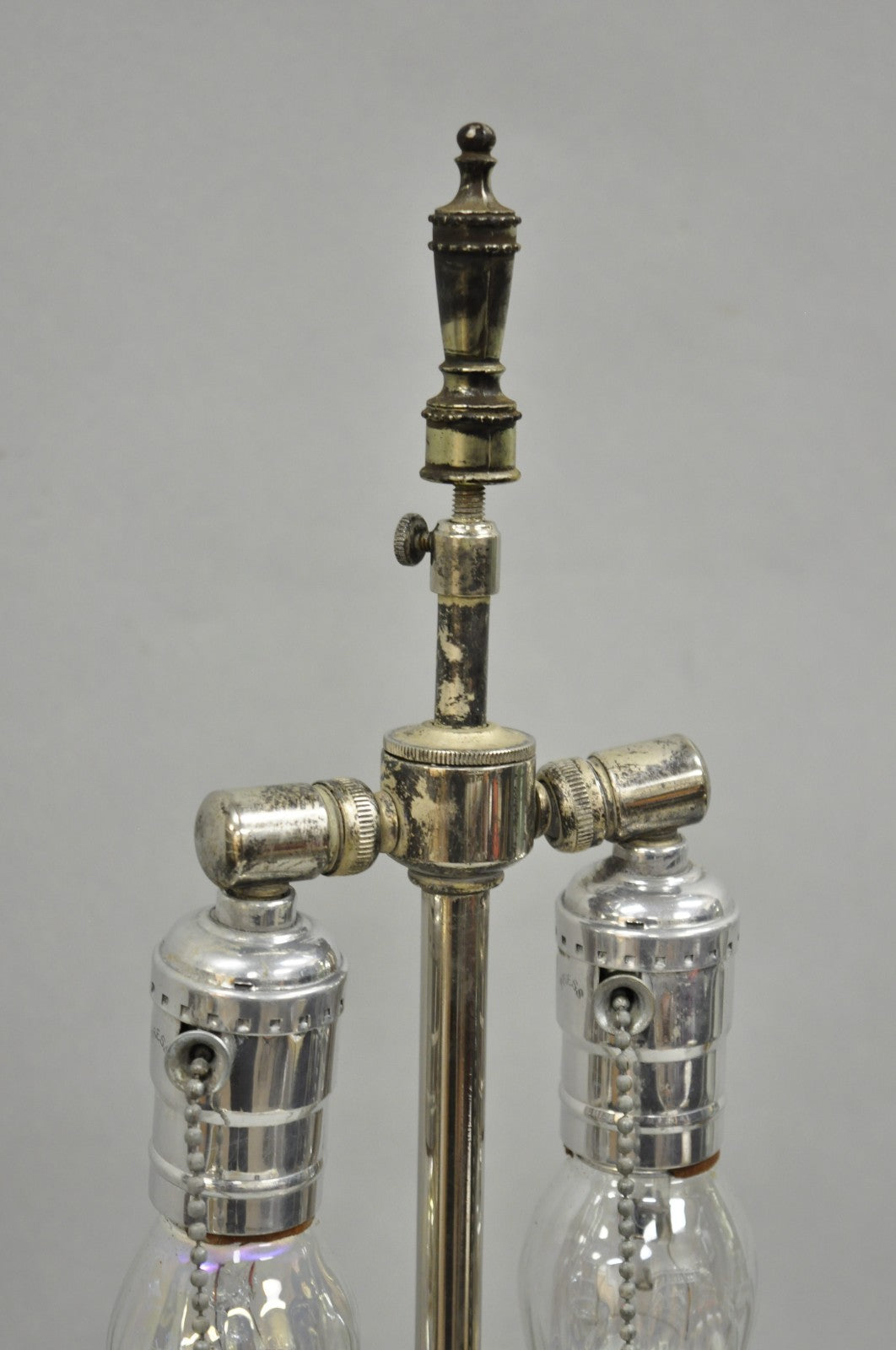 Antique English Victorian Silver Plated Scroll Repousse Candlestick Table Lamp