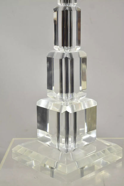 Mid Century Modern Large Stacked Lucite Acrylic Skyscraper Table Lamp by Art-Vue