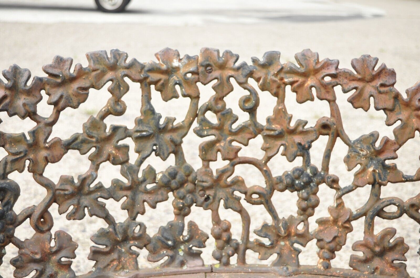 Antique French Victorian Grape Vine Leaf Cast Iron Small Garden Bench Loveseat