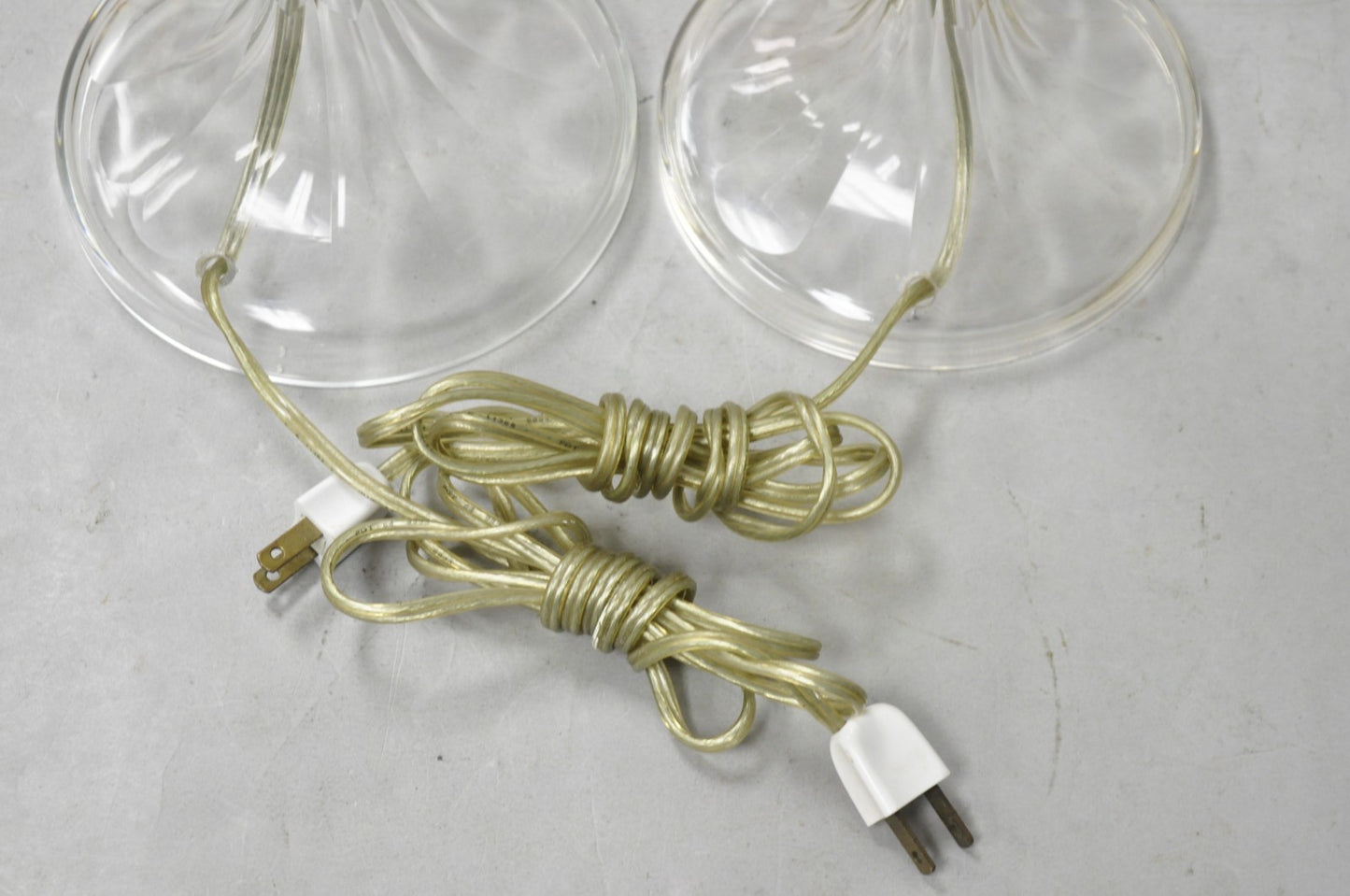 Antique Art Deco Diamond Cut Glass Column Small Petite Boudoir Table Lamps Pair