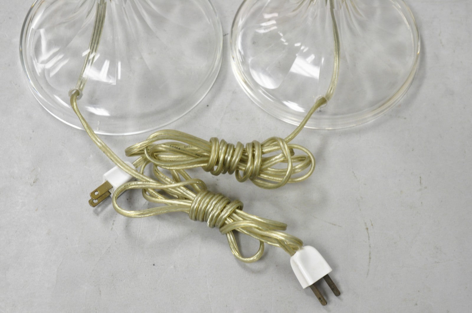 Antique Art Deco Diamond Cut Glass Column Small Petite Boudoir Table Lamps Pair