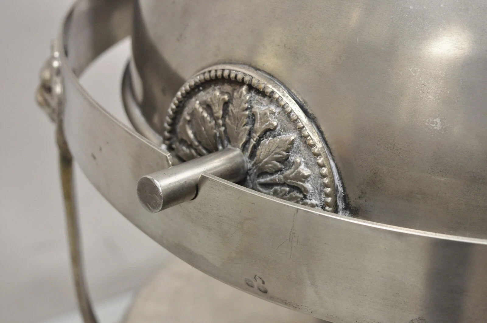 Vintage Regency Silver Plated Steel Round Catering Serving Chafing Dish w/ Lions