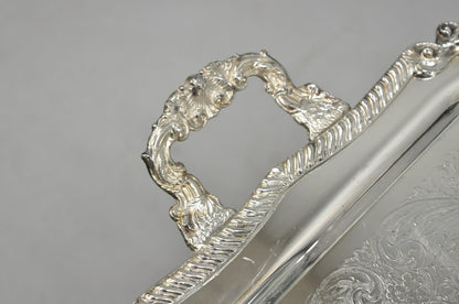 Vintage Sheridan Victorian Silver Plated Ornate Bar Serving Platter Tray