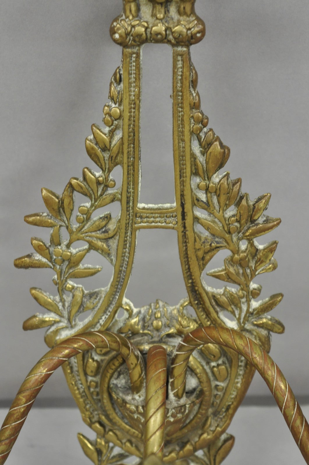 Antique French Louis XV Style Figural Bronze Candelabra Wall Sconces - a Pair