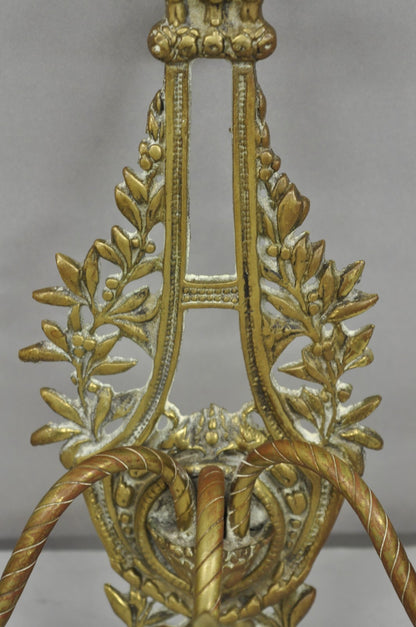 Antique French Louis XV Style Figural Bronze Candelabra Wall Sconces - a Pair