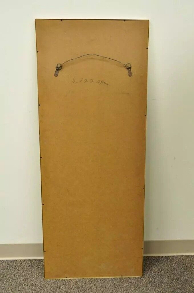 Vintage Mid Century Modern 52" Rectangular Metal Frame Brass Finish Wall Mirror