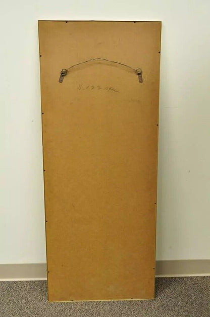 Vintage Mid Century Modern 52" Rectangular Metal Frame Brass Finish Wall Mirror