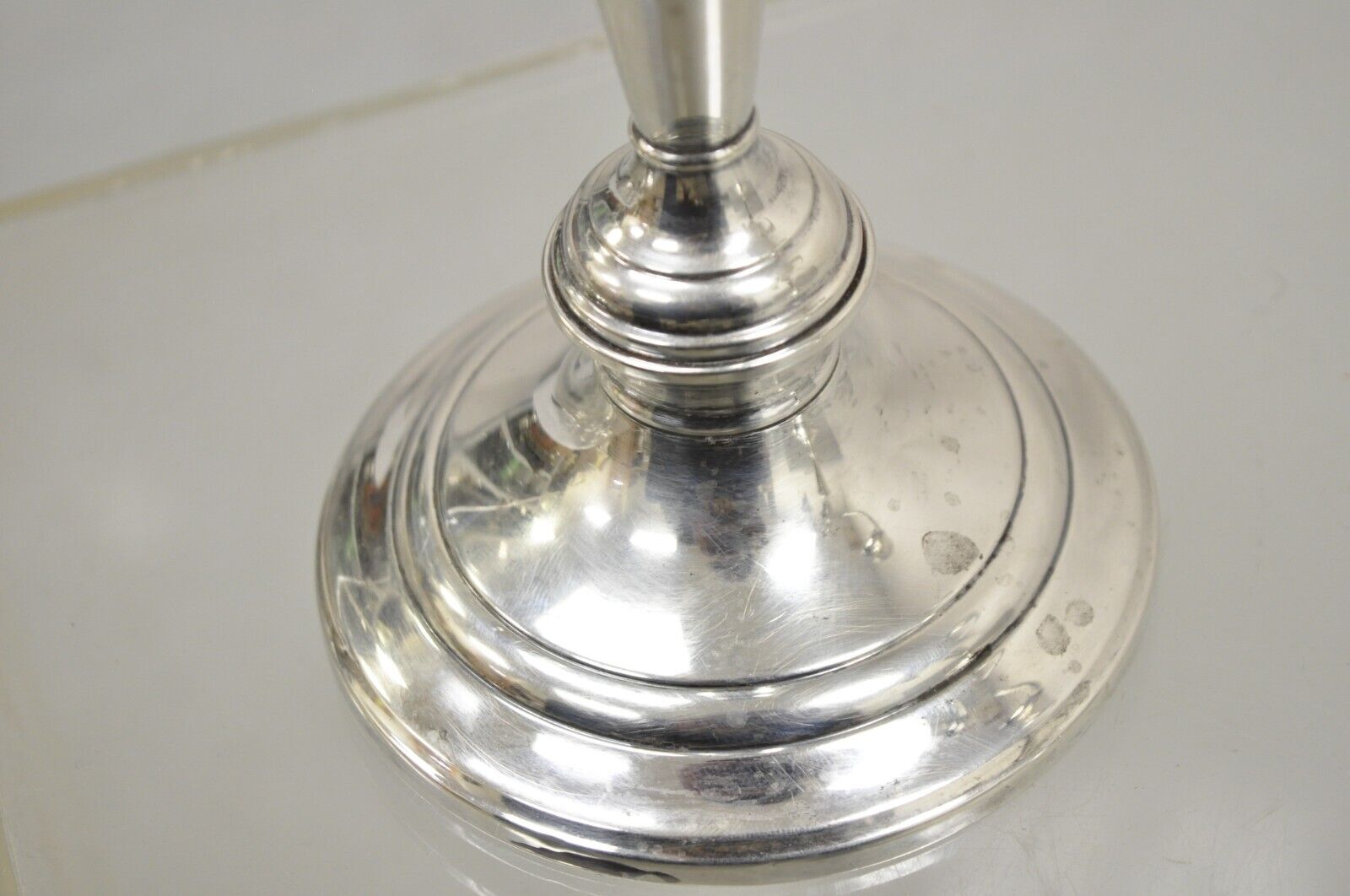 Gorham 808/1 Weighted Sterling Silver 3 Light Candlestick Candle - a Pair