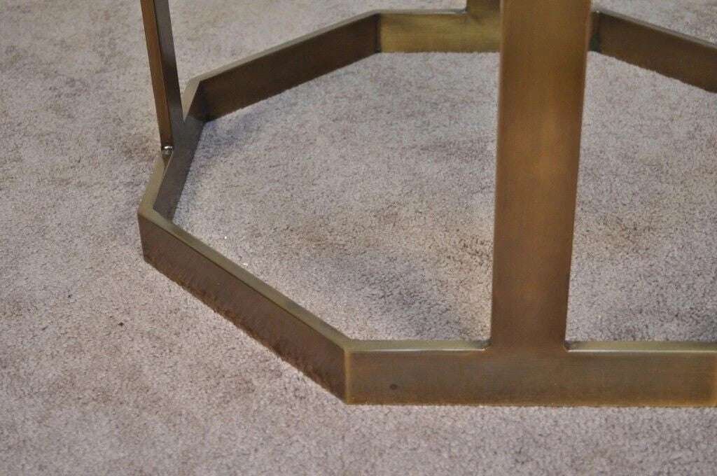 Vintage Mastercraft Hollywood Regency Brass & Octagonal Glass Coffee Table