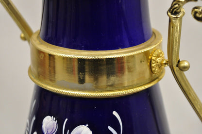 Vintage Keramos Italian Capodimonte Cobalt Blue Porcelain Pitcher w/ Handle