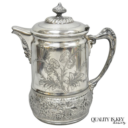 Wilcox Silver Plate Co Art Nouveau Silver Plated Duck Handle Coffee Pot Pitcher
