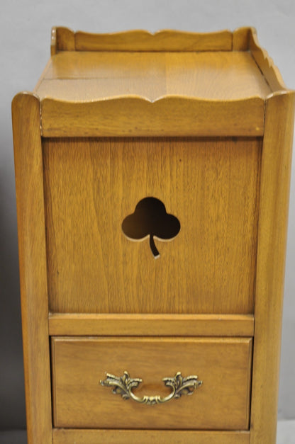 Vintage French Country Provincial Walnut Nightstand Bedside Table w/ Cubby, Pair