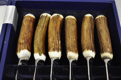 Scully & Scully Arts & Crafts Natural Staghorn Handle Steak Knives - Set of 6