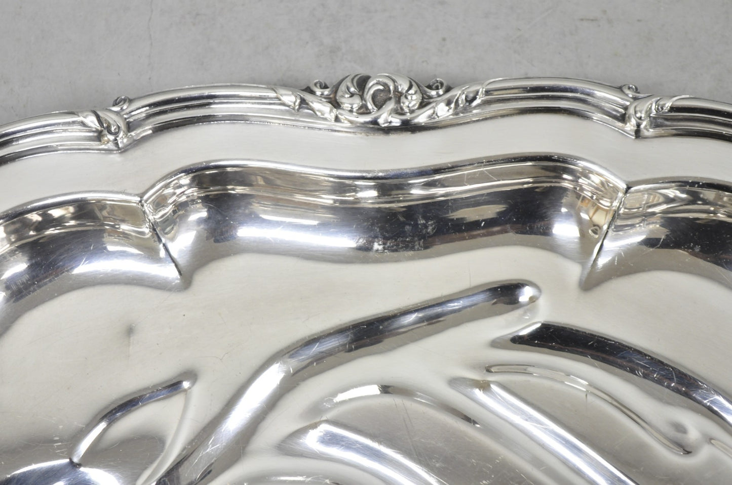 Vintage Silver Plated Scalloped Oval "Stag/Deer" Meat Serving Platter Tray