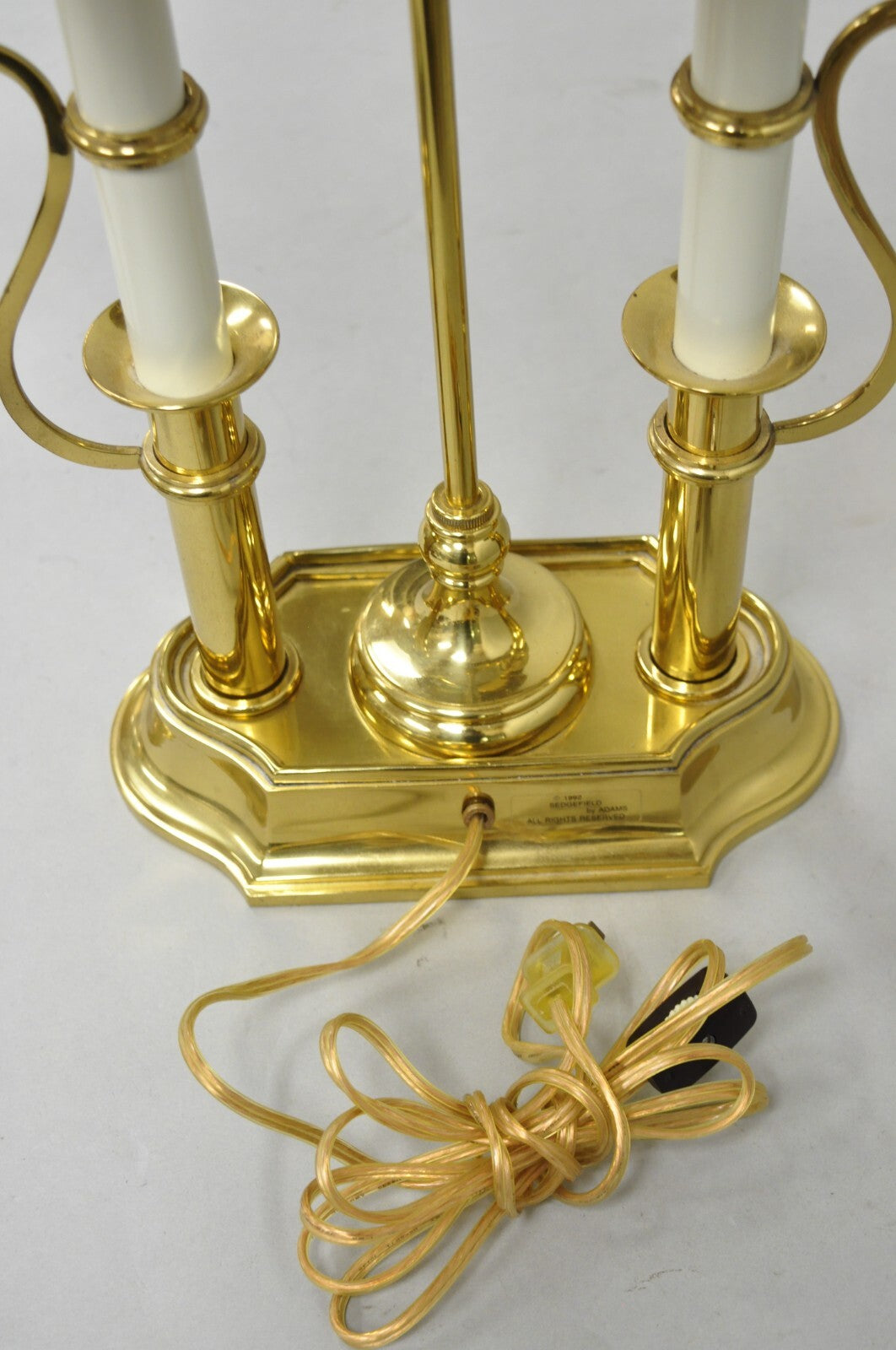 Vintage French Empire Brass Candlestick Tole Metal Bouillotte Desk Table Lamp