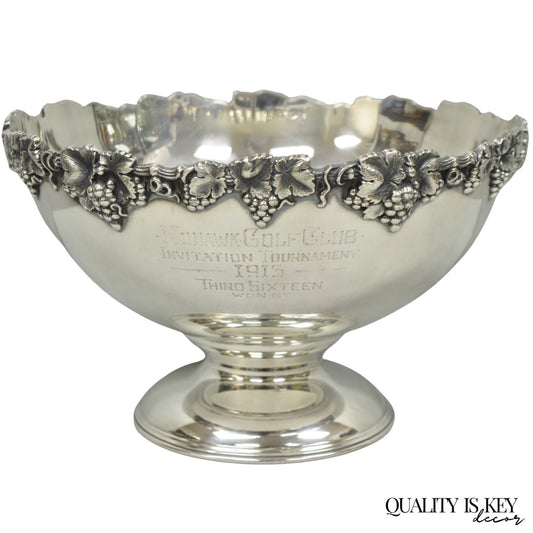 Victorian Silver Plated Grapevine Repousse 1913 Mohawk Golf Club Award Punchbowl