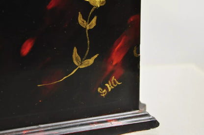 Vintage George III Style Lacquered Wood Hand Painted Butterfly Flower Knife Box