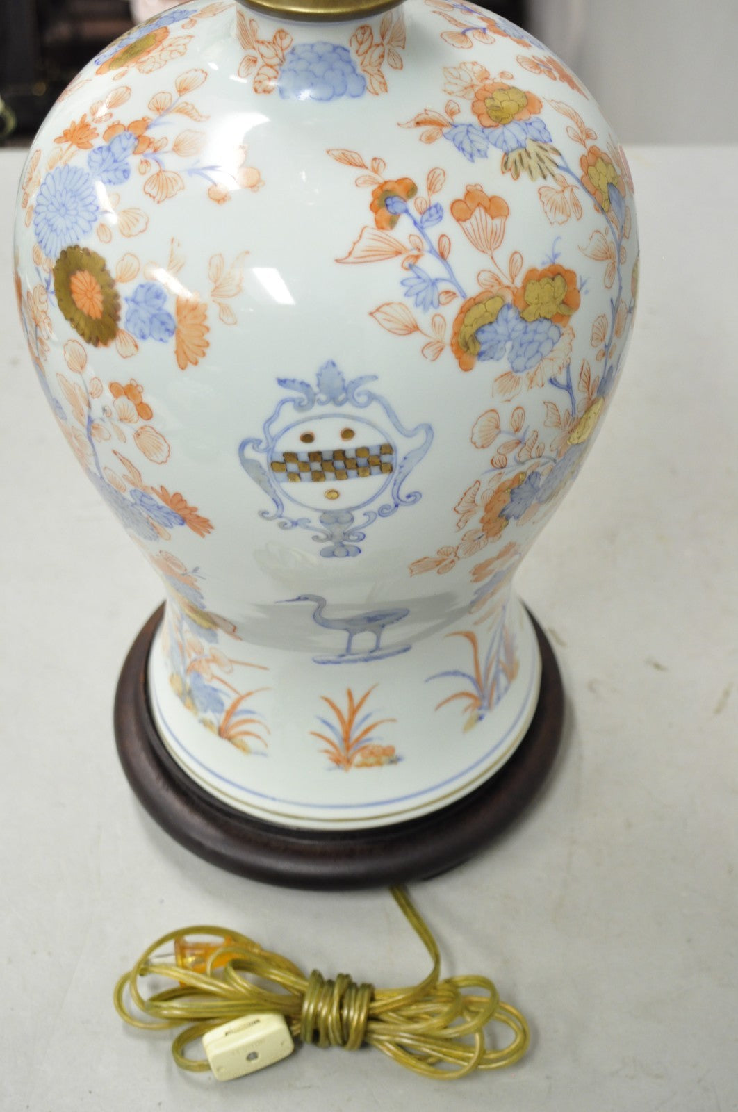 Japanese Imari Vase Oriental Blue Porcelain Armorial Ginger Jar Table Lamp