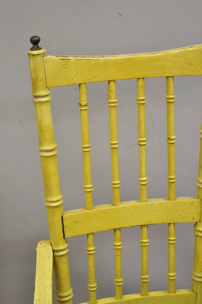 Vintage Thomasville Hollywood Regency Yellow Faux Bamboo Dining Chair - Set of 6