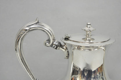 Vintage Victorian Silver Plated Floral Repousse Tea Kettle Teapot w/ Monogram