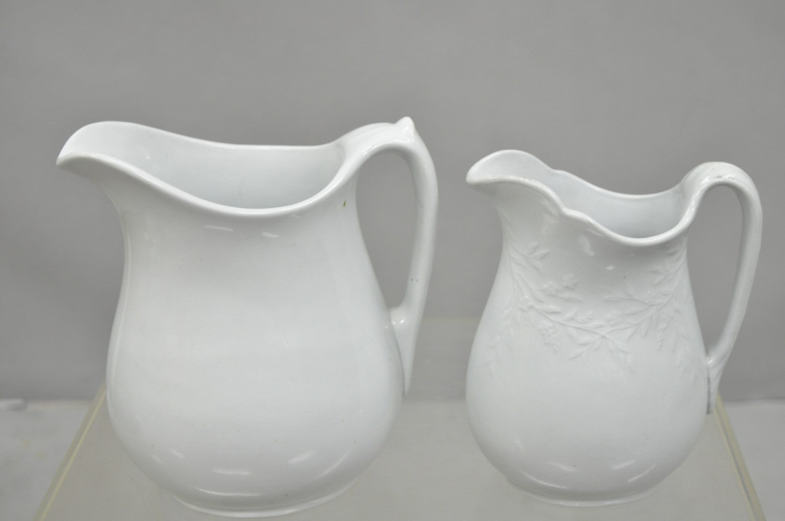 English Ironstone Imperial Hope & Carter Burgess Goddard Water Pitchers Set of 2