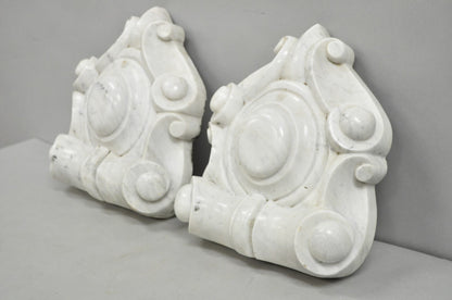 Antique Neoclassical Carved Marble Mantel Keystone Architectural Element - Pair