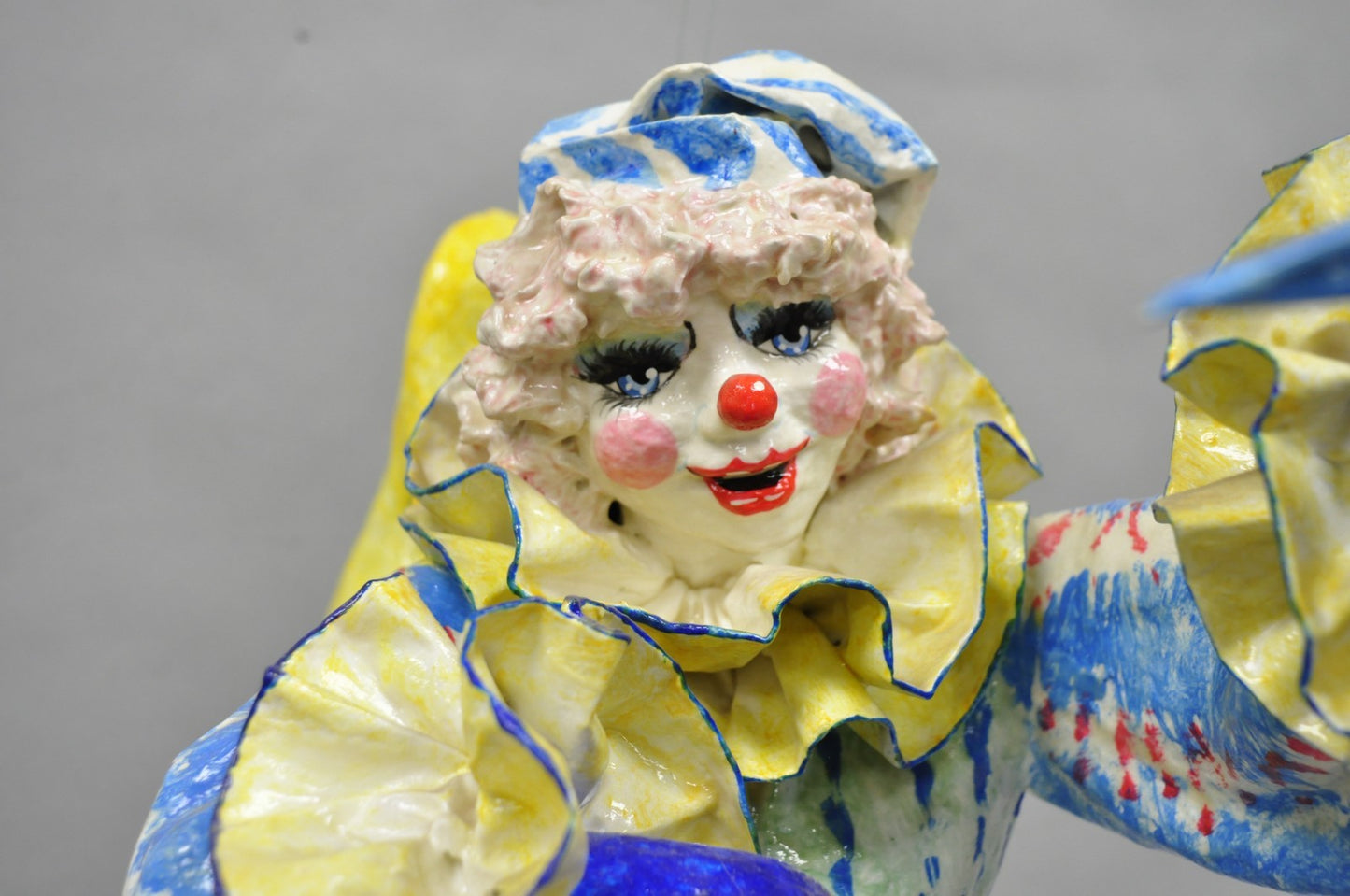 Vintage Jeanne Valentine Style Papier Mache Hanging Acrobat Clown Sculpture