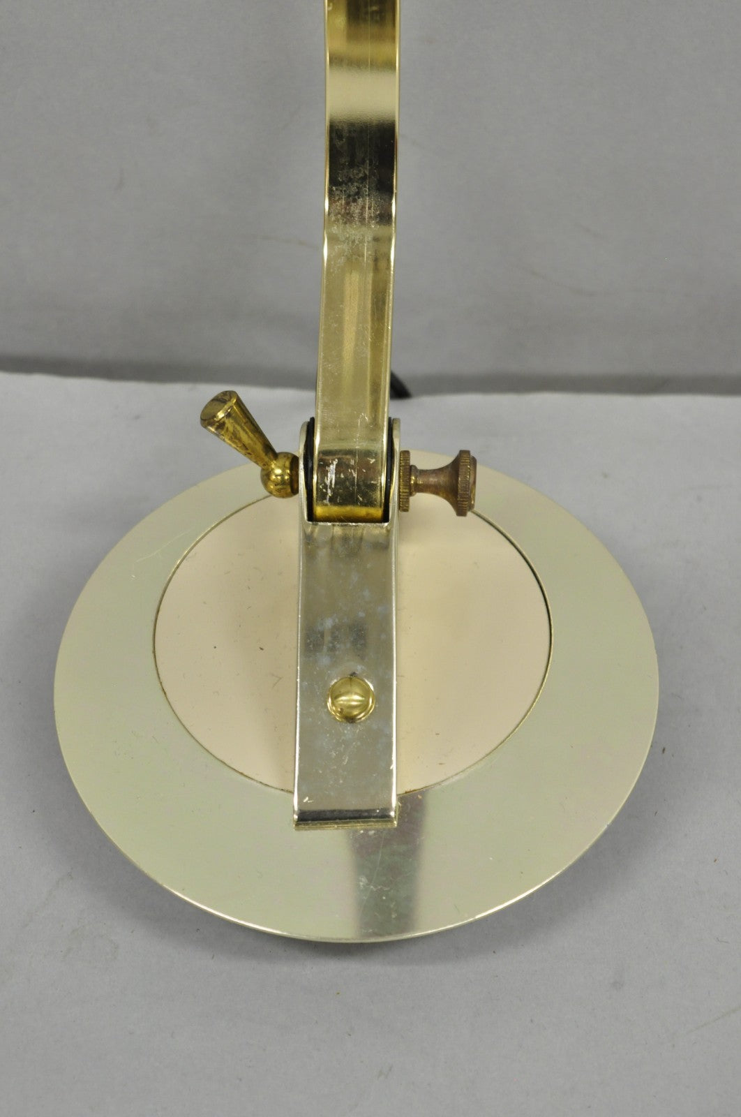 Vintage Cannon Mid Century Modern Enamel & Brass Space Age Adjustable Desk Lamp