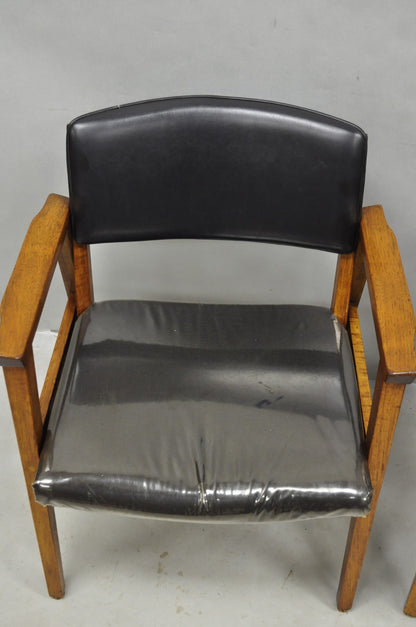 Vintage Boling Chair Co Mid Century Modern Walnut Lounge Arm Chairs (B) - Pair