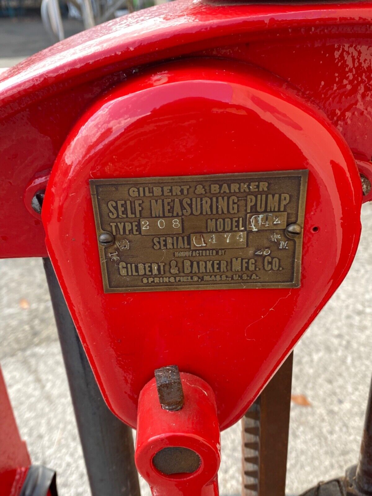 Antique Gilbert & Barker Red Self Measuring Type 208 Vintage Curbside Gas Pump