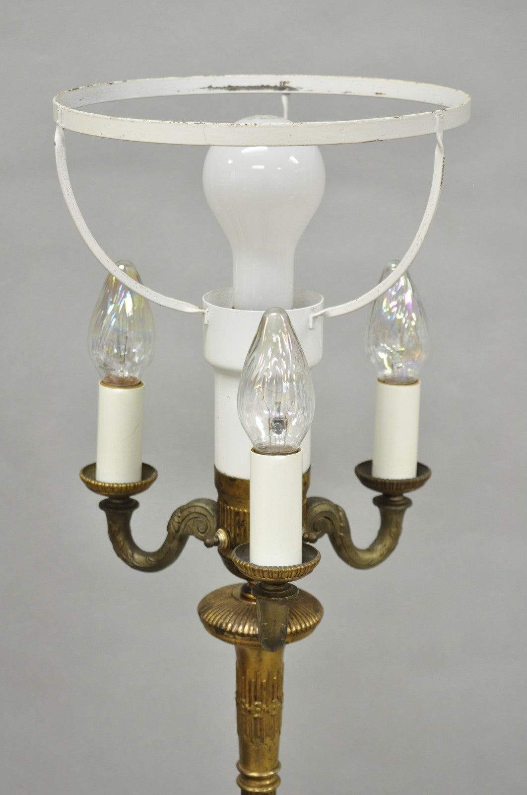 Antique Art Deco Brass & Green Onyx Pole Floor Lamp by Mutual Sunset Lamp Co.
