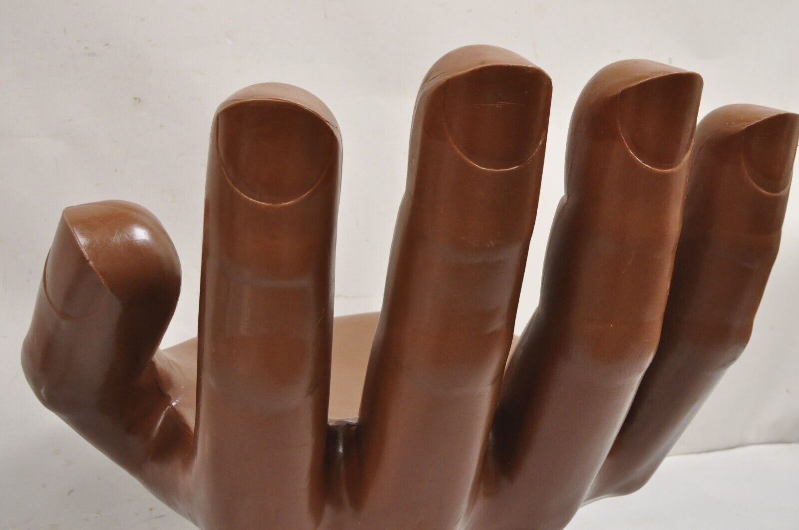Vintage Mid Century Modern 1980s Brown Molded Plastic Hand Chair