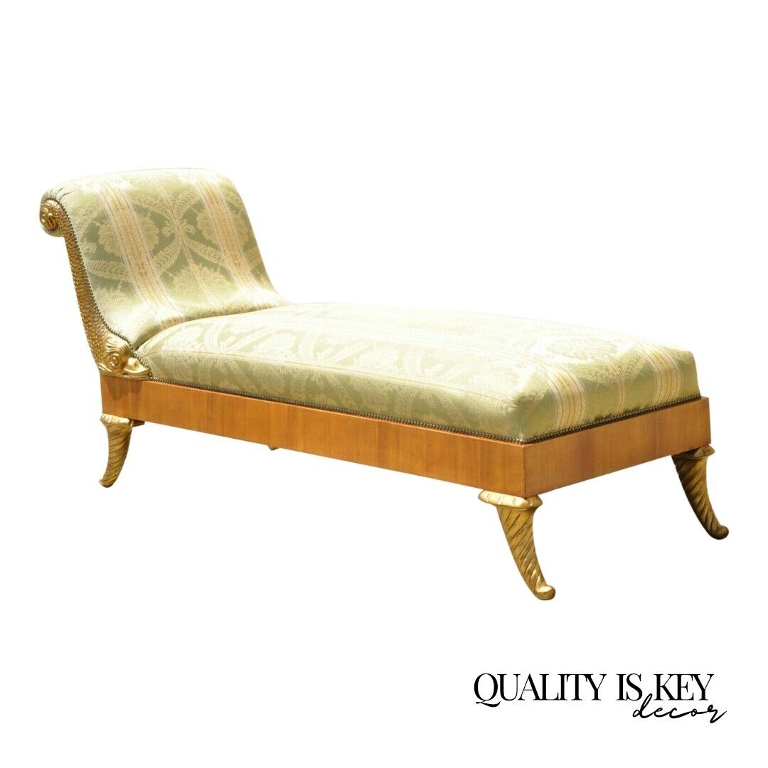 William Switzer Italian Biedermeier Regency Carved Recamier Chaise Lounge Chair