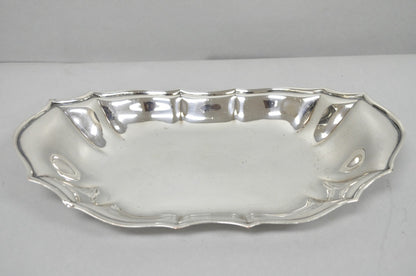 Vintage English Victorian Style Scalloped Oval Narrow Silver Plated Trinket Dish
