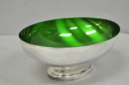 Vintage Wallace 9100 Modern Green Enamel Silver Plated Oval Serving Fruit Bowl