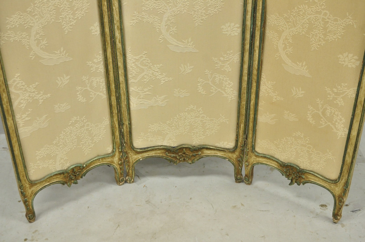Antique French Louis XV Hand Painted Petite 3 Panel Folding Dressing Screen