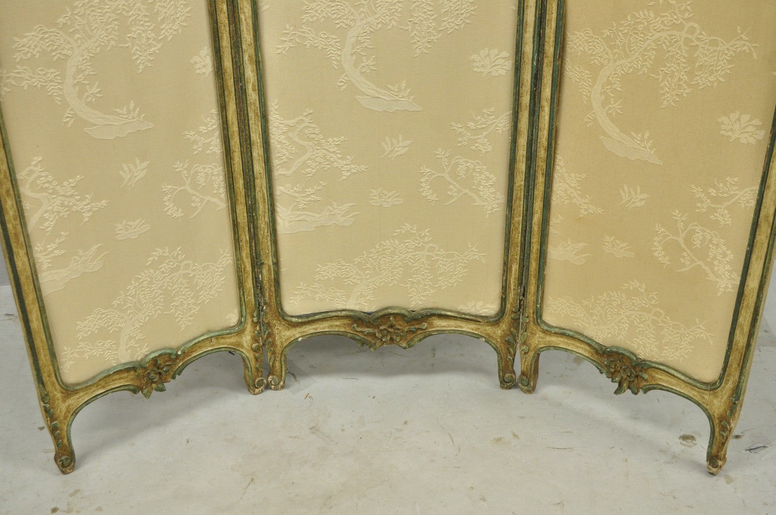 Antique French Louis XV Hand Painted Petite 3 Panel Folding Dressing Screen