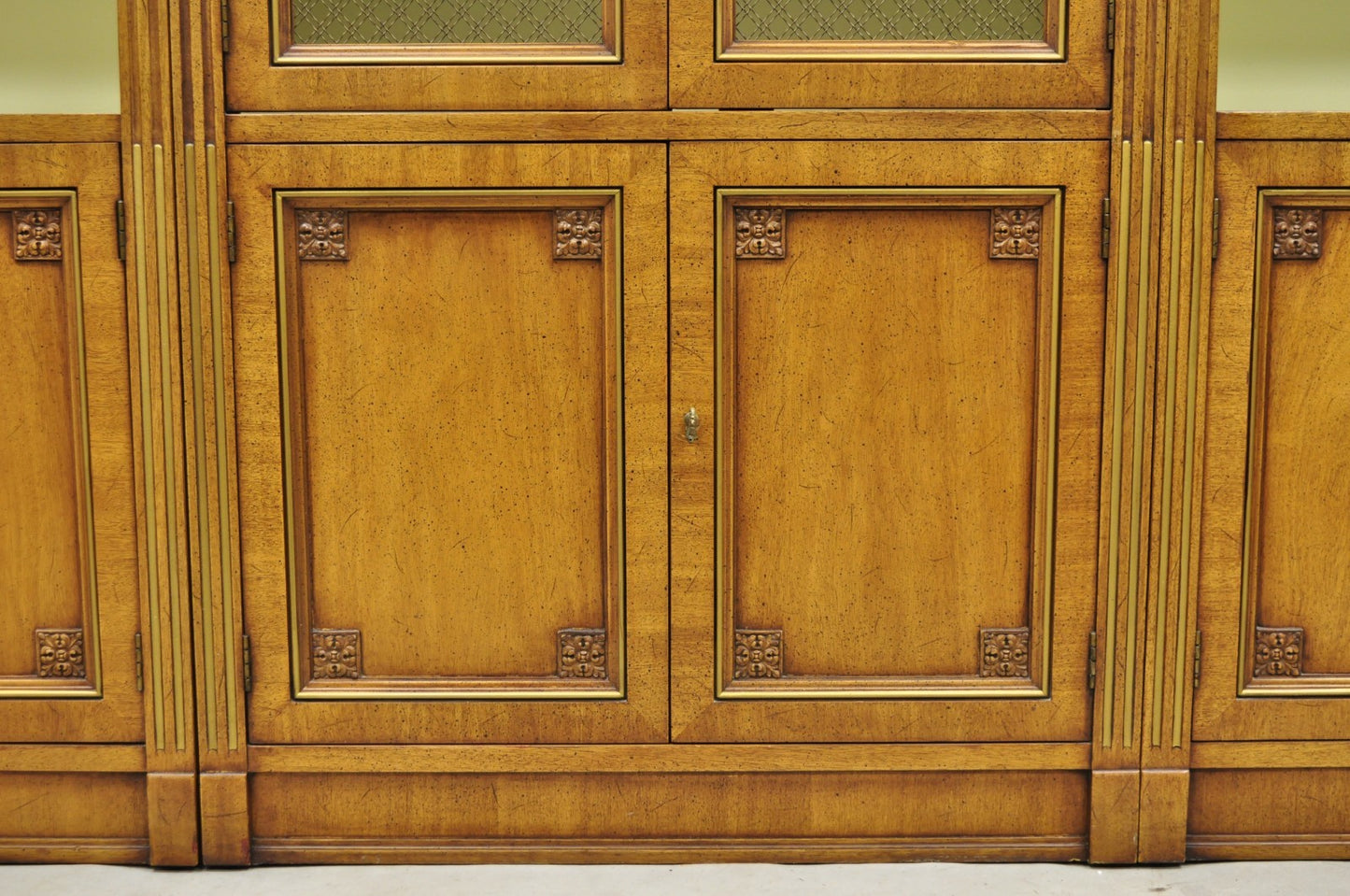 Henredon French Country Provincial Walnut Fruitwood 3 Pc Wall Unit Bookcase