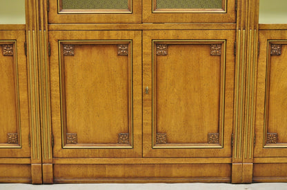 Henredon French Country Provincial Walnut Fruitwood 3 Pc Wall Unit Bookcase