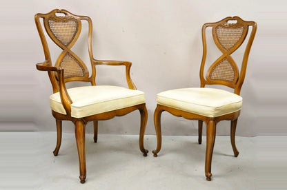 French Provincial Hollywood Regency Pretzel Cane Back Dining Chair - Set of 8