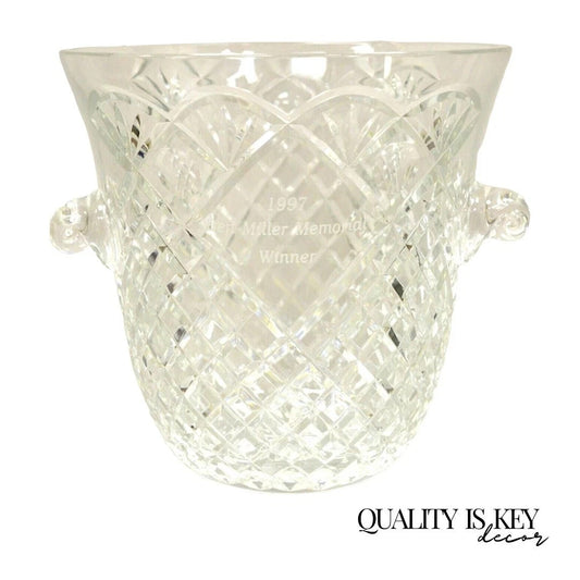 Vintage "1997 Ben Miller Memorial Winner" Diamond Cut Crystal Glass Ice Bucket