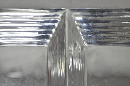 Vintage Mid Century Modern Art Deco Cast Aluminum 2 Section Serving Dish Platter