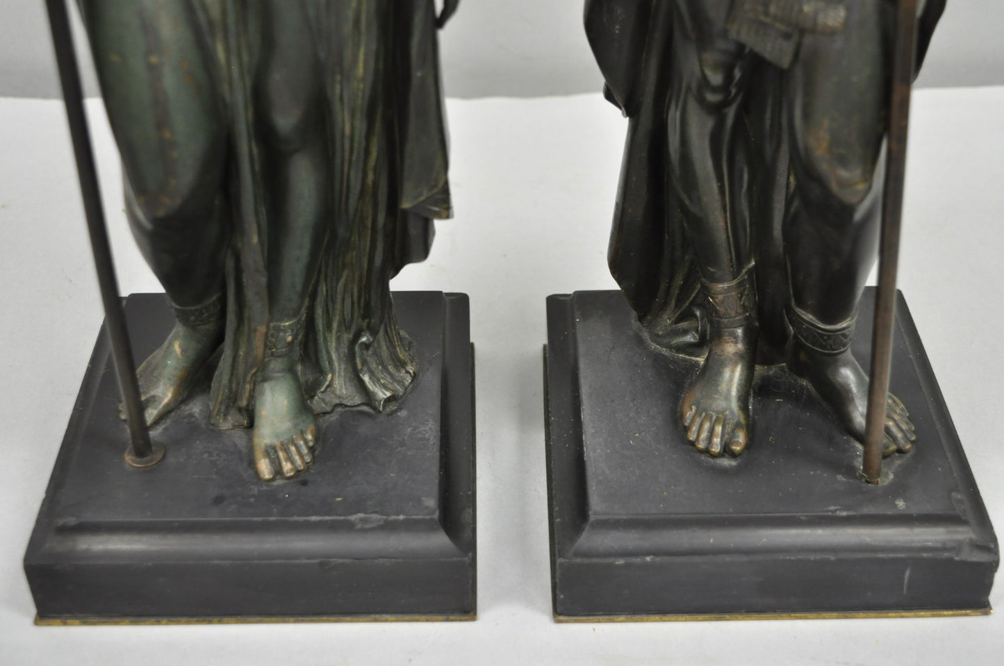 Egyptian Revival Bronze Priest & Priestess Figures after Émile Louis Picault