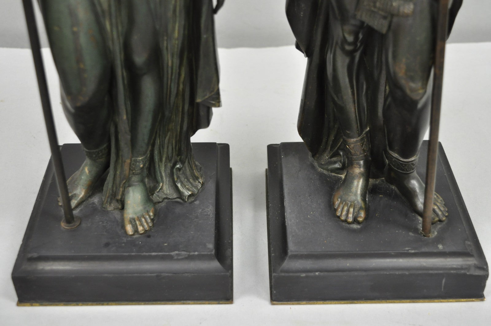 Egyptian Revival Bronze Priest & Priestess Figures after Émile Louis Picault