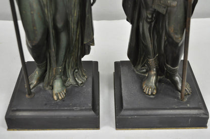 Egyptian Revival Bronze Priest & Priestess Figures after Émile Louis Picault