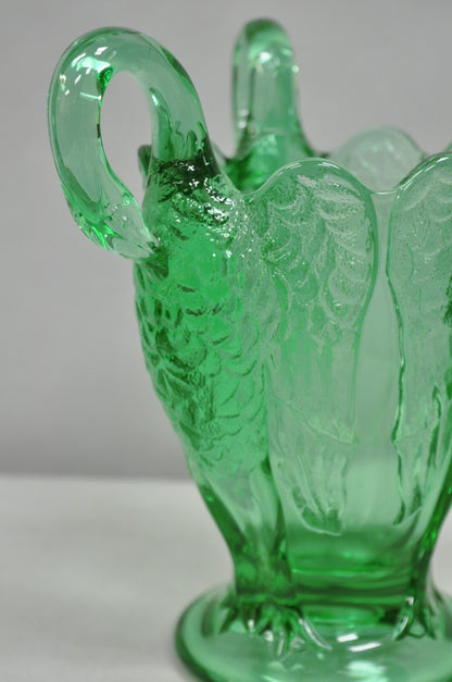 Vintage Imperial Glass Co. Carnival Glass Emerald Green 3 Headed Swan Crane Vase
