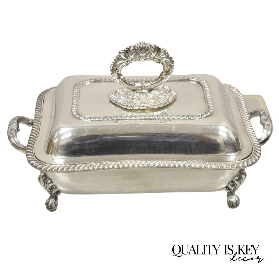 Antique English Victorian Sheffield Silver Plated Lidded Warmer Serving Platter