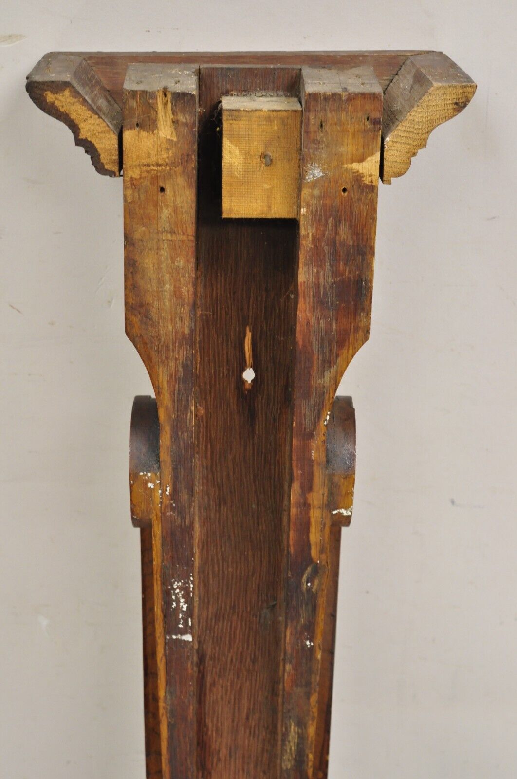 Antique Victorian Oak Wood French Renaissance 34" Tall Carved Corbel Bracket
