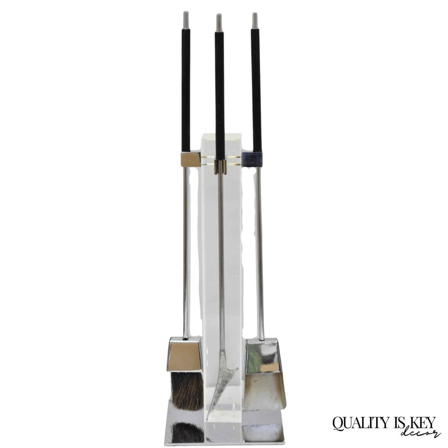 Danny Alessandro Albrizzi Vintage Modernist Lucite & Chrome Fireplace Tool Set